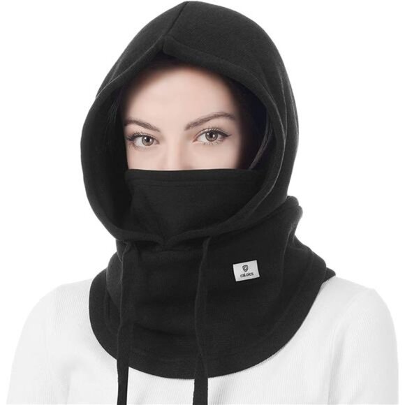 Women's Winter Hat Facial Neck Warmer Mask Skiing Carbon Black
